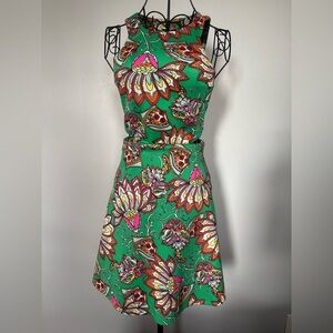 Vibrant Floral A-Line Dress - Size XS